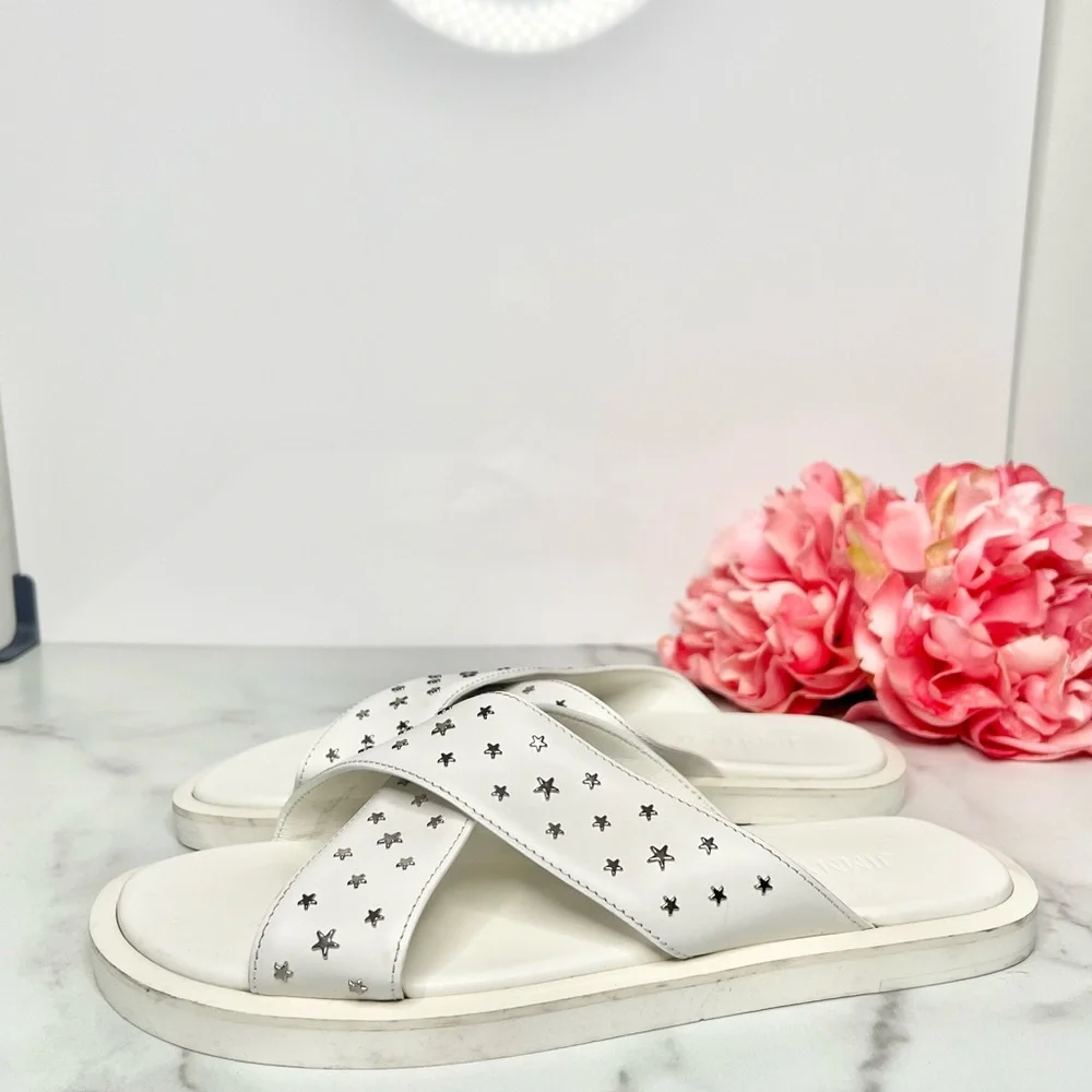 JIMMY CHOO Palmo Star Studded Leather Slides